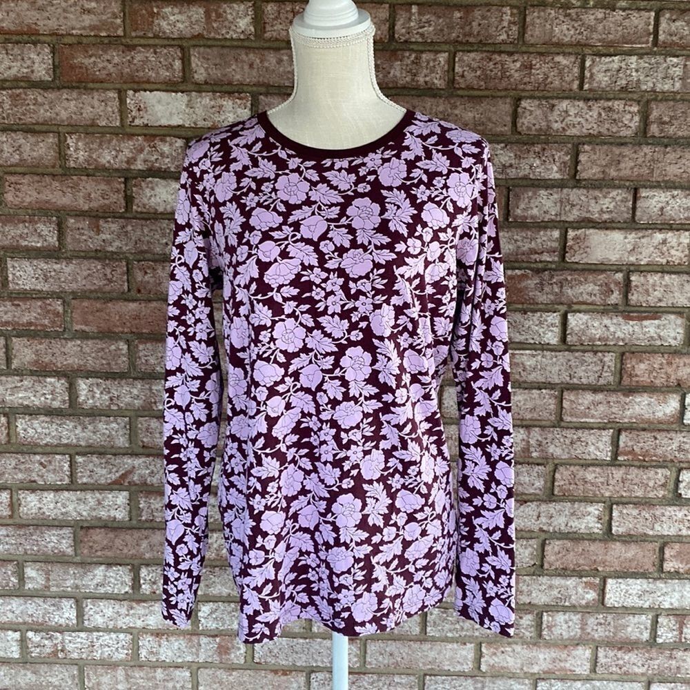 Lands End Floral Print Long Sleeve Relaxed Fit - Size M/T (10/12)
